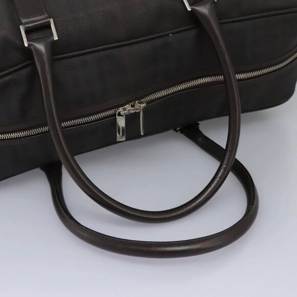 BURBERRY Nova Check Boston Bag PVC Leather Brown Silver Auth ep8729 - Picture 8 of 16